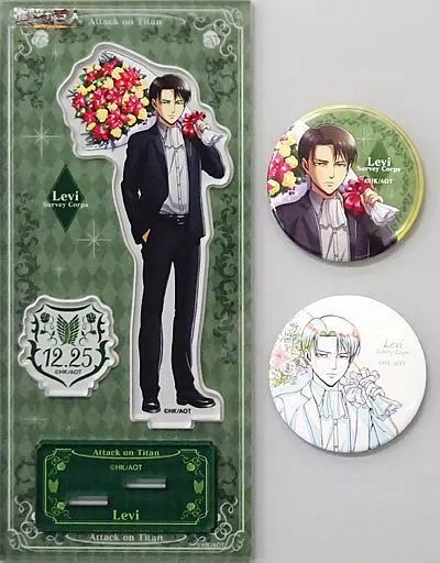 【中古】雑貨 リヴァイ・アッカーマン アクリルスタンド＆缶バッジセット 「進撃の巨人 リヴァイ誕生日記念フェア」