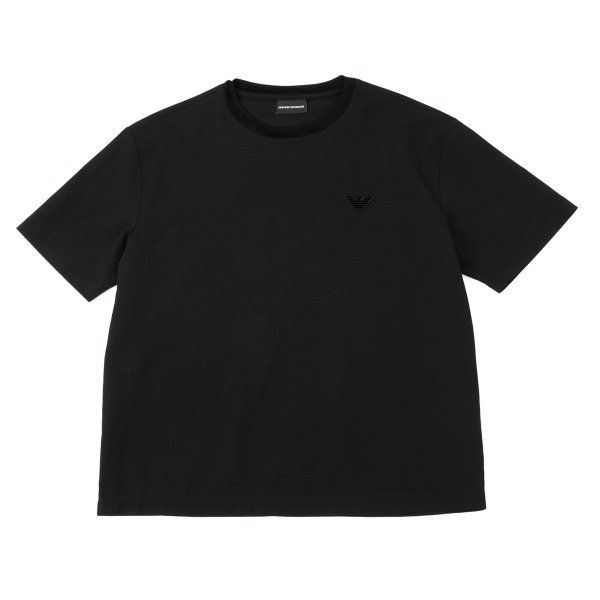 エンポリオアルマーニEMPORIO ARMANI ポリイーグルパッチシアサッカーTシャツ 黒S