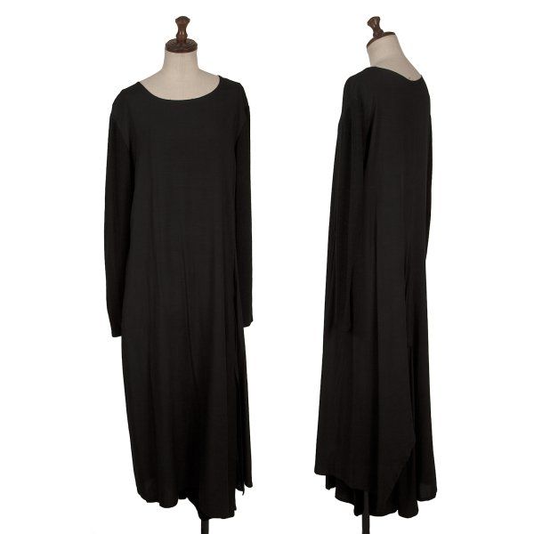 ヨウジヤマモト ノアールYohji Yamamoto NOIR ニットスリーブ切替ドレープヘムワンピース 黒2