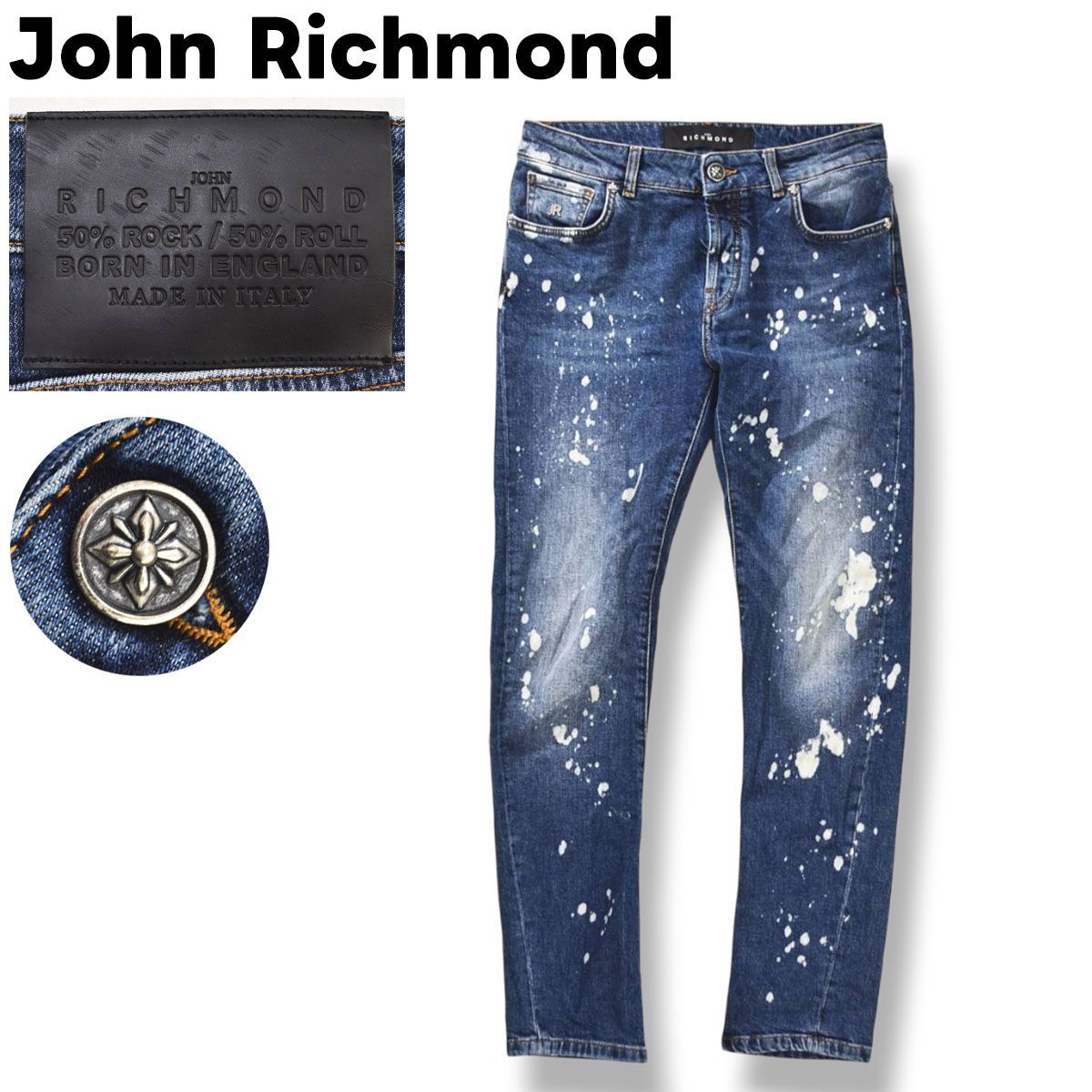 イタリア製 ジョン リッチモンド John Richmond ブリーチ 加工 