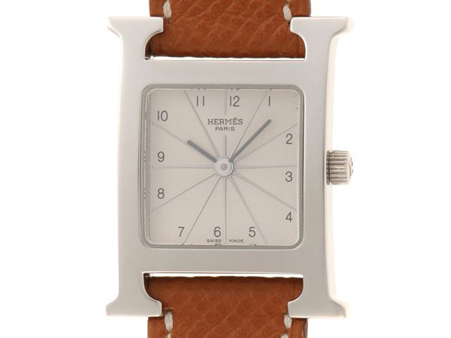HERMES エルメス ウォッチ Hウォッチ 時計 HH1.210.260 腕時計 ステンレス/本革 ホワイト レディース【中古】437