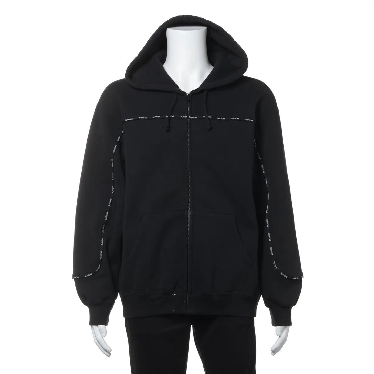 美品 シュプリーム ジップ パーカー スウェット フーディ L トップス 上着 洋服 ブラック 黒 メンズ MMM DX50-4【中古】