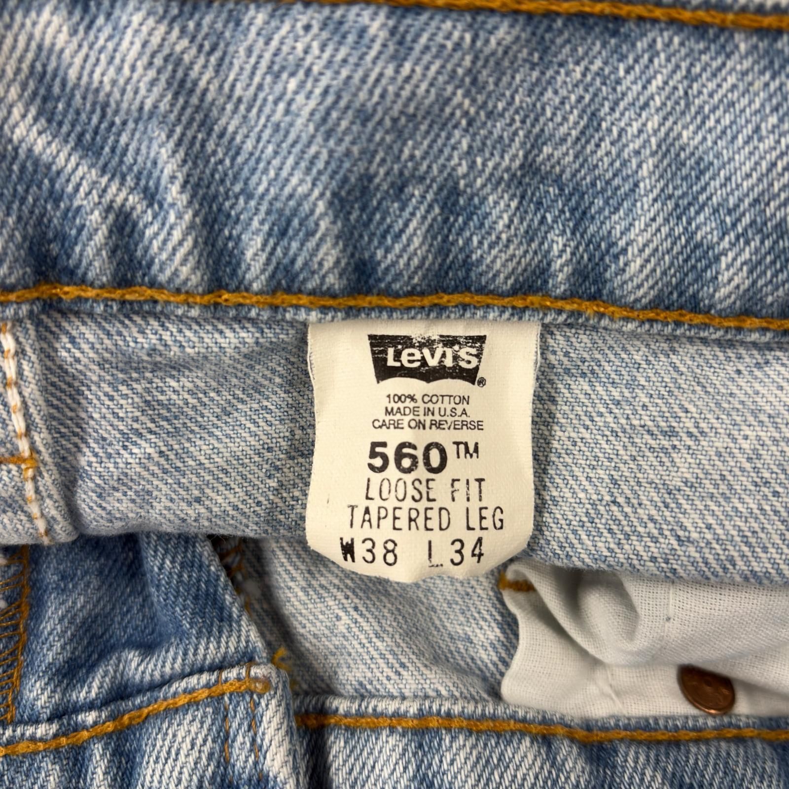 古着 90's/90年代 リーバイス Levi's USA製 デニム パンツ 560 ジーパン テーパード バギー 大きいサイズ W38×L34 ブルー系 メンズ