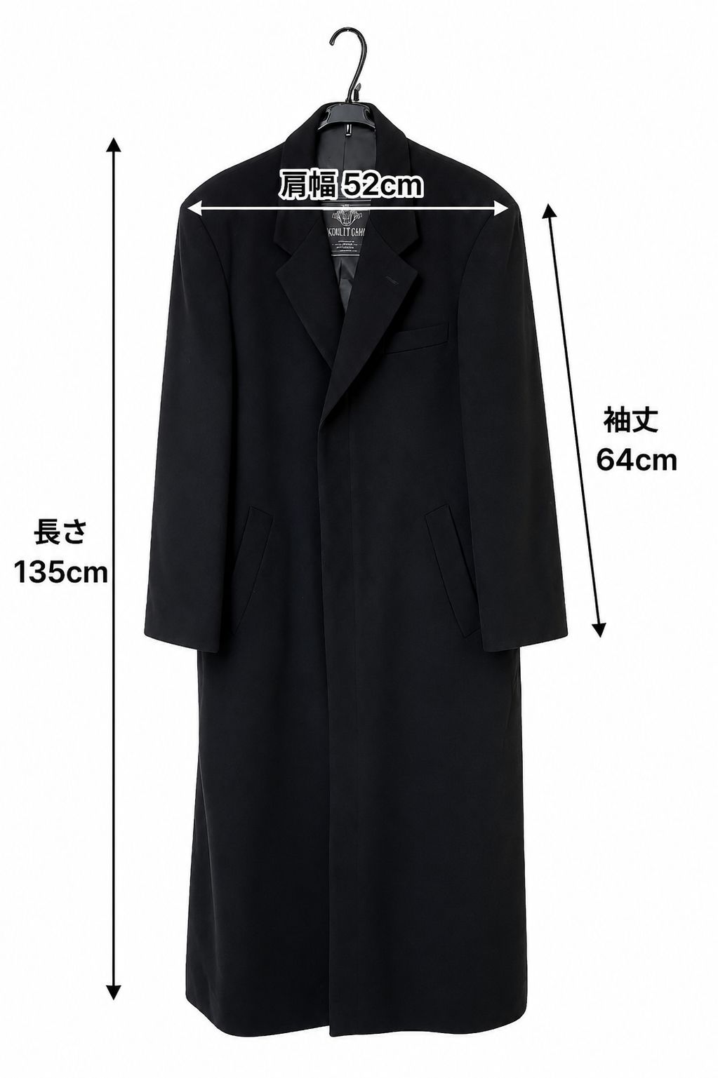 カシミヤ100％ #紳士ダブルロングコート#黒色 Lサイズ カシミヤ100