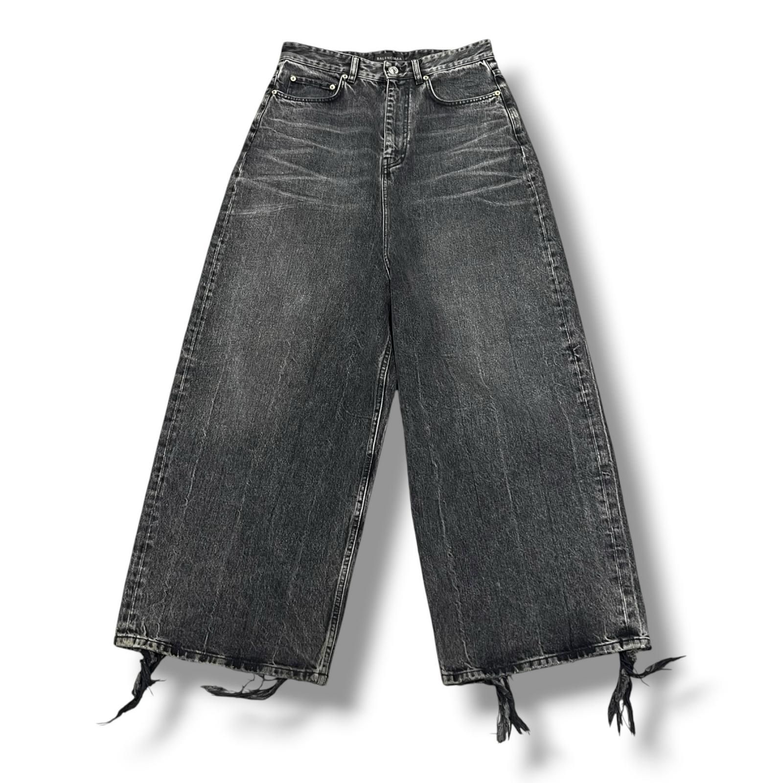 国内正規 BALENCIAGA デストロイバギーロークロッチワイドデニムパンツ