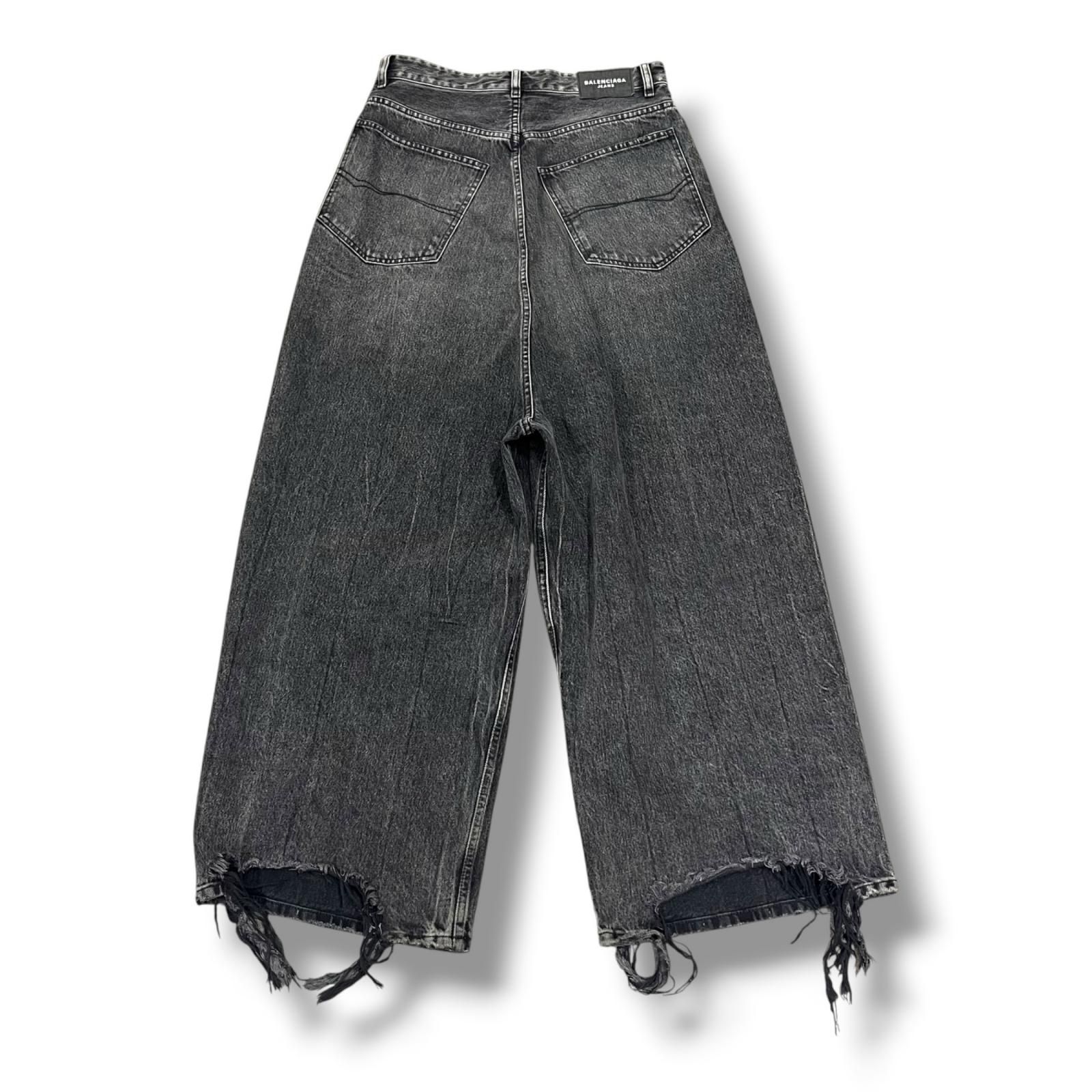 国内正規 BALENCIAGA デストロイバギーロークロッチワイドデニムパンツ