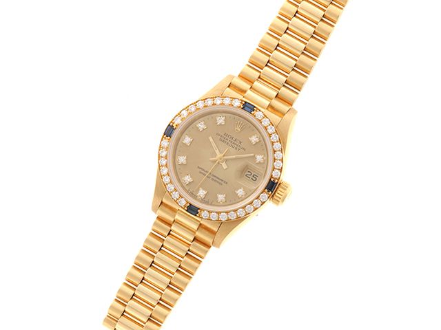 ROLEX ロレックス デイトジャスト26 69088G 腕時計 K18イエローゴールド/4Pサファイア/ダイヤモンドベゼル 10Pダイヤモンドシャンパン文字盤 自動巻き レディース【中古】472 ROLEX ロレックス デイトジャスト26 69088G 腕時計 K18イエローゴールド/4Pサファイア/ダイヤモンドベゼル 10Pダイヤモンドシャンパン文字盤 自動巻き レディース【中古】472