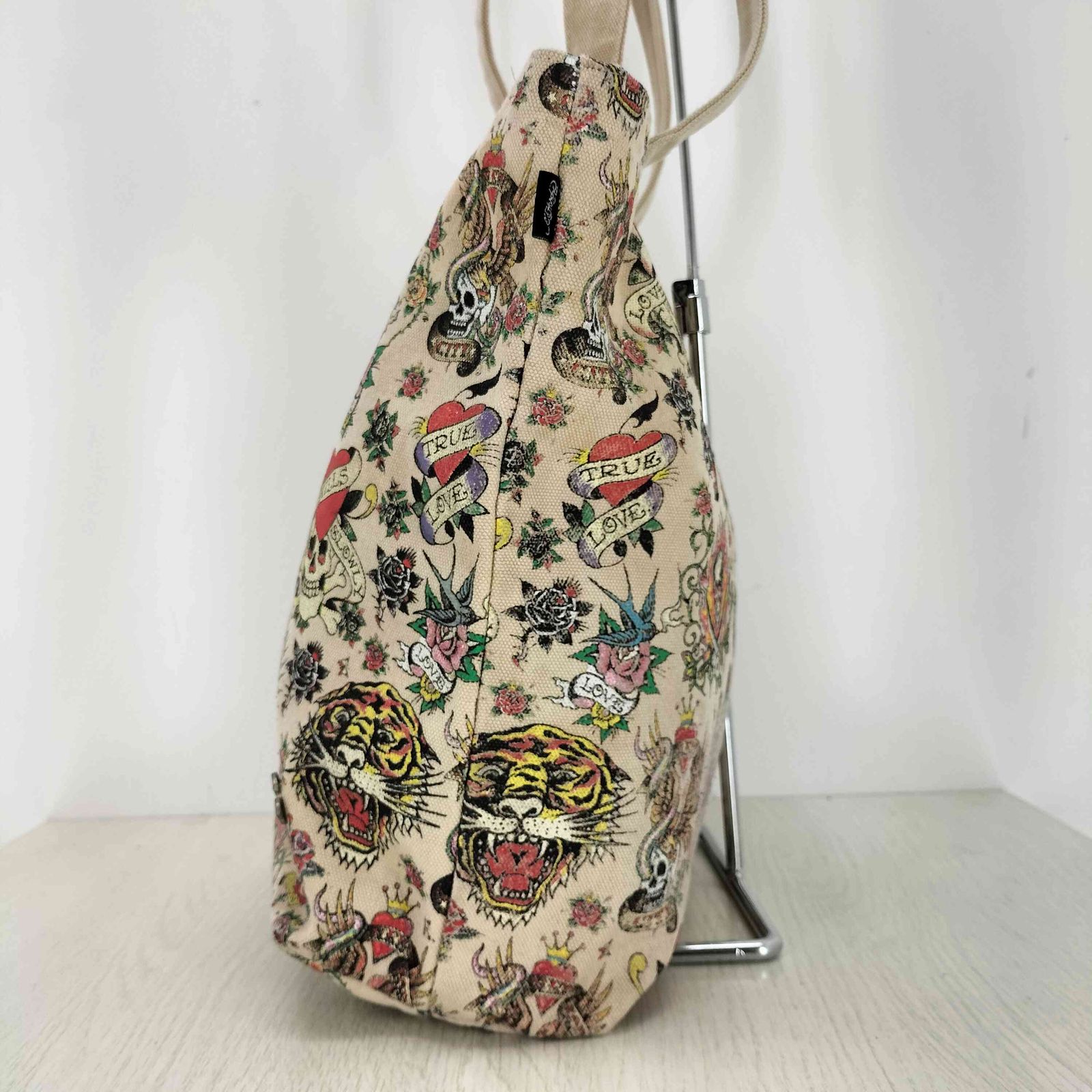 エドハーディー Ed Hardy 総柄 スカル プリントキャンバストートバッグ 