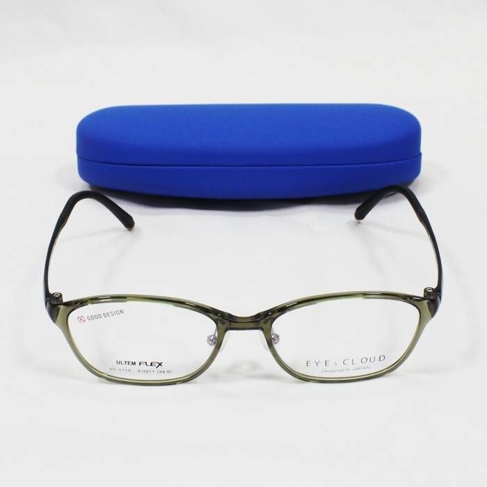 【正規未使用品】EYEsCLOUD アイクラウド EC-1110 col.03 ライトカーキー 眼鏡 メガネフレーム ケース付き☆◎86◎