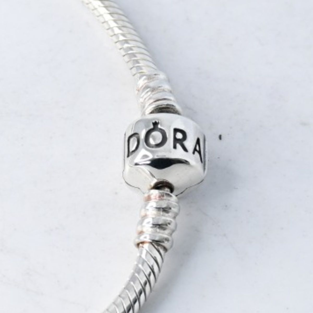 研磨済】PANDORA Barrel Clasp Snake Chain Bracelet 18cm シルバー925 