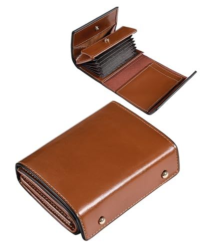 [Modiko] 財布 メンズ 2つ折り 本革 オイルドレザー 大容量 箱型財布 ボックス型小銭入れ ミニ財布 コンパクト 牛革 紳士用 父の日 誕生日 ギフト対応 人気 (ブラウン)★m 2c4f3d4f