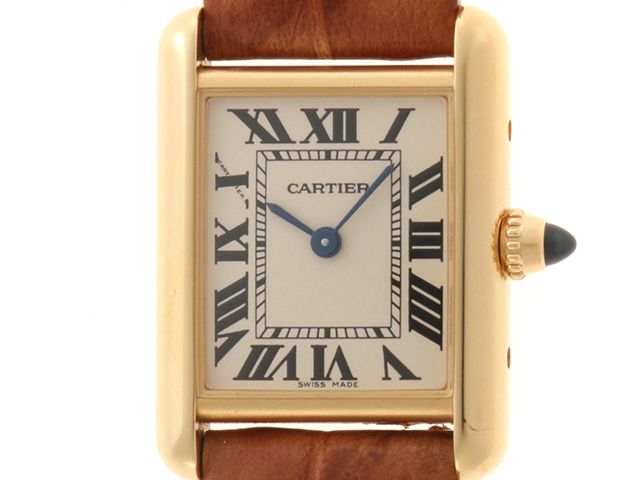CARTIER カルティエ タンク ルイSM WGTA0342 腕時計 K18イエローゴールド/革 シルバー文字盤 クオーツ レディース【中古】472