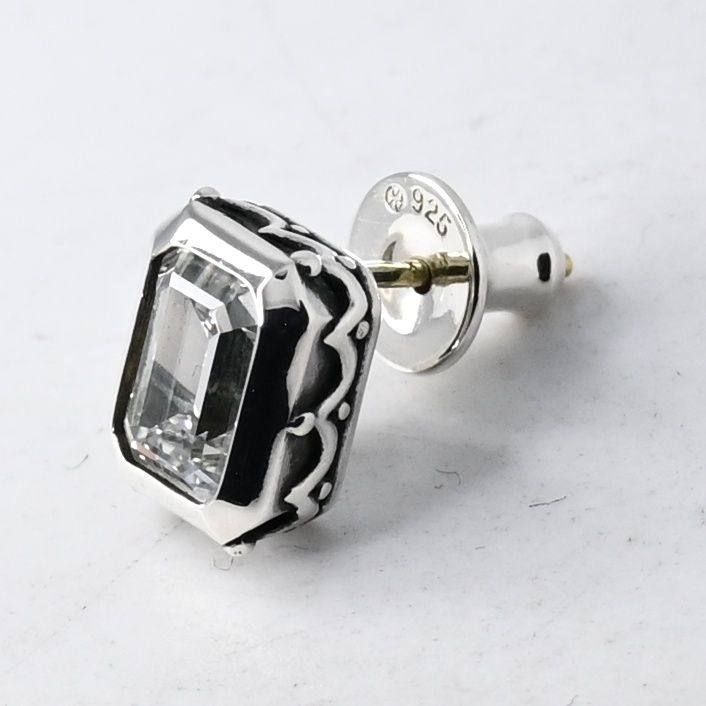 研磨済】 JUSTIN DAVIS シルバー ストーン ピアス 片耳 K18 silver925