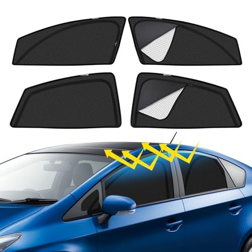 プリウス 30系 車種専用 メッシュカーテン サンシェード 遮光 換気 PRIUS 30 ZVW30 ZVW35 サイド用 2in1 カーテン 日除け 虫避け マグネット カーシェード 通風 UVカット運転席 助手席 インテリア アクセサリー カスタム 4AR