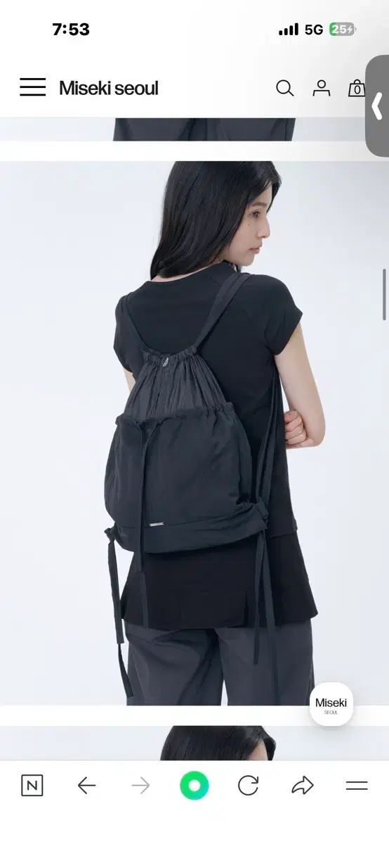 ミセキ ソウル Sheer layered gym sack CHARCOAL