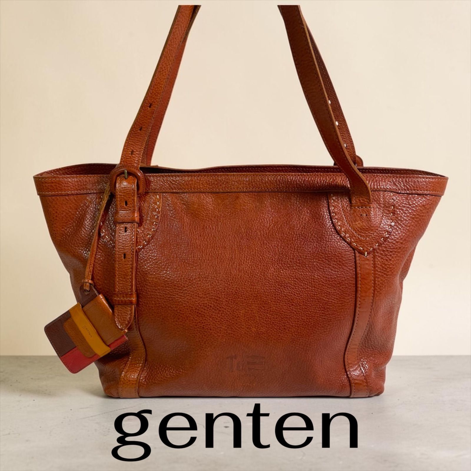 genten ゲンテン レザー トートバッグ ブラウン - メルカリ