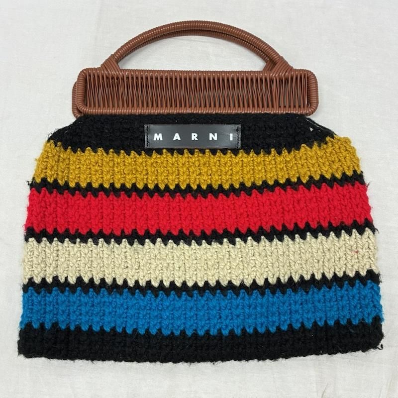 マルニ マーケット クロシェ ニット ボーダー マルチカラー ハンド