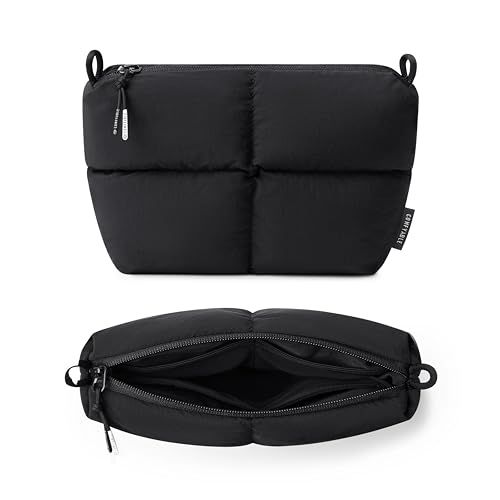 Comfyable Puffy エレクトロニクスオーガナイザー トラベルケース かわいいテックポーチ レディース メンズ ケーブル収納バッグ 充電器、電話、、コード、コンパクトテックアクセサリーポーチ、ブラックas dc374057