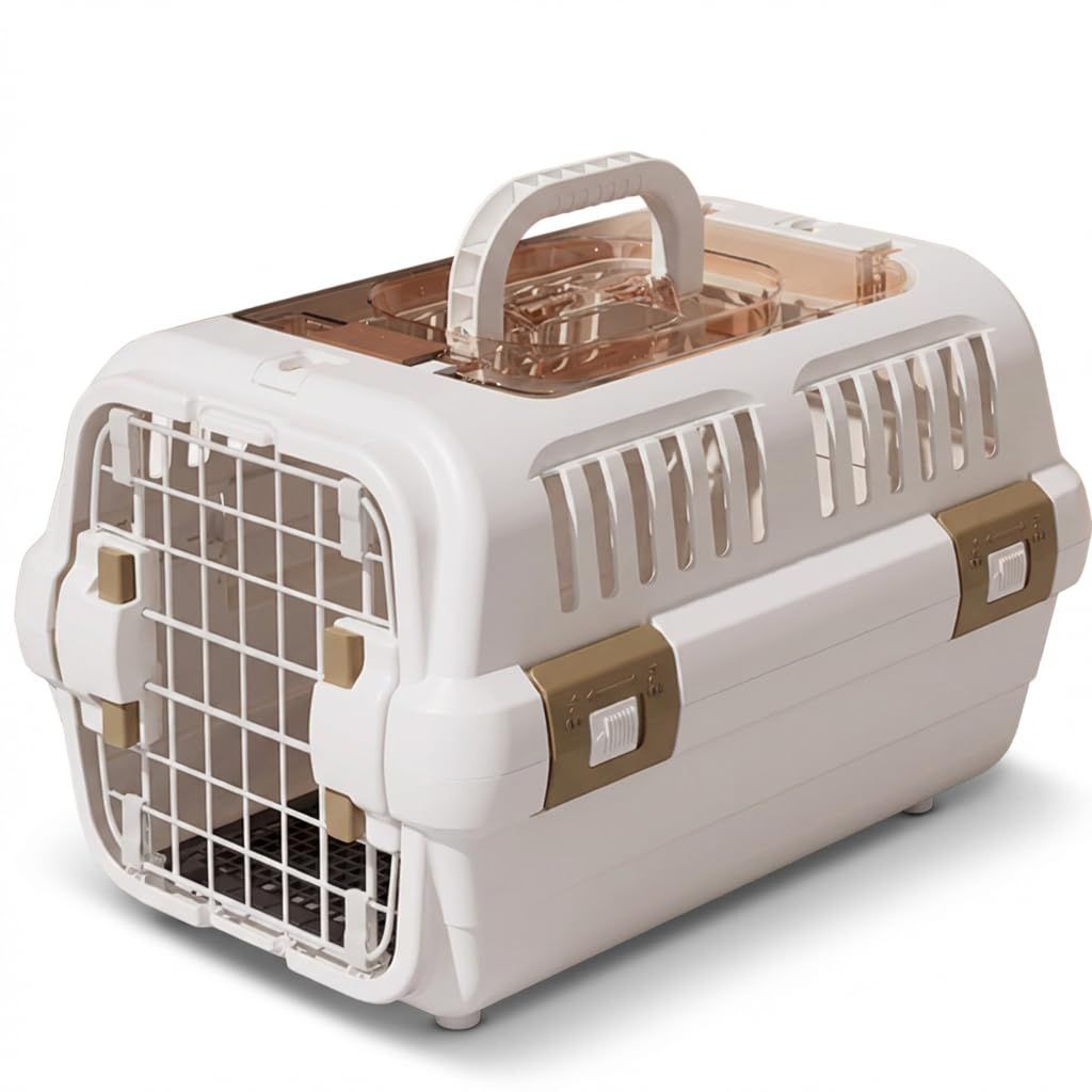 タピパンダ＼TAPIPANDA ペットキャリー 猫 キャリー 犬 クレート 小型犬 IATA基準 2ドア 通気性 軽量 丈夫 上部扉付き 外出 通院 旅行 防災 同行避難 小動物 (ホワイト, S)as 881bf636