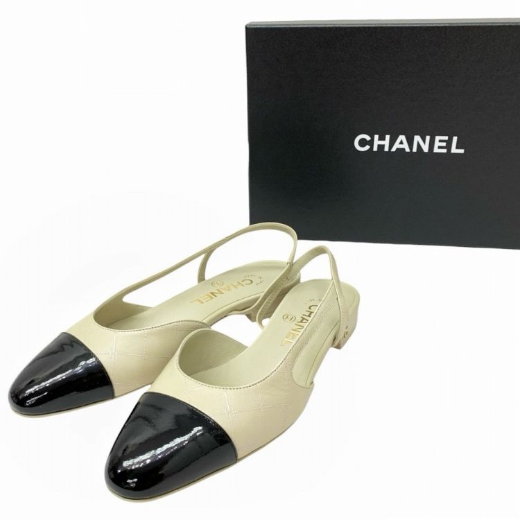 未使用品 CHANEL シャネル 24K スリングバック シューズ アイボリー