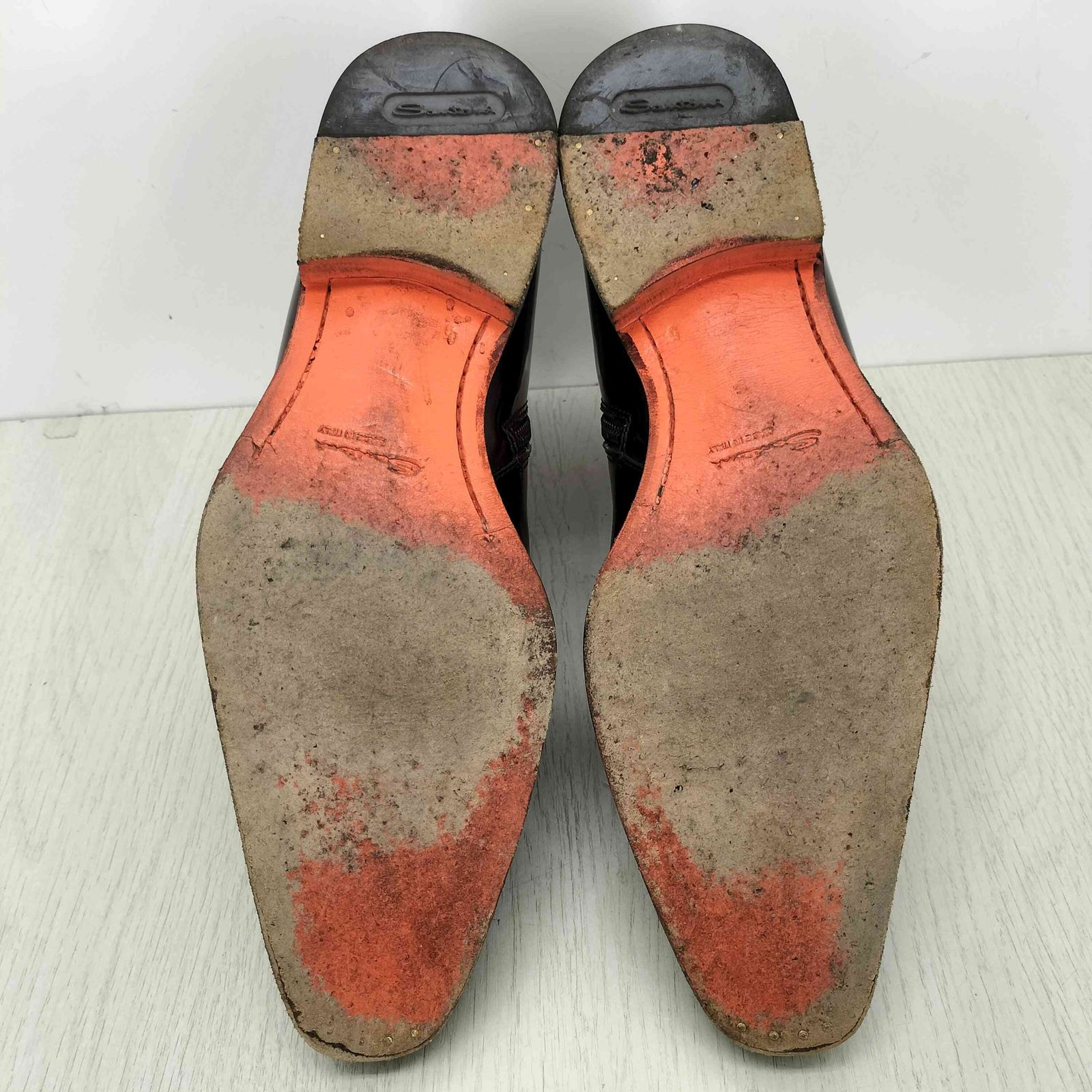サントーニ santoni レザーサイドジップダブルモンクブーツ メンズ US：6