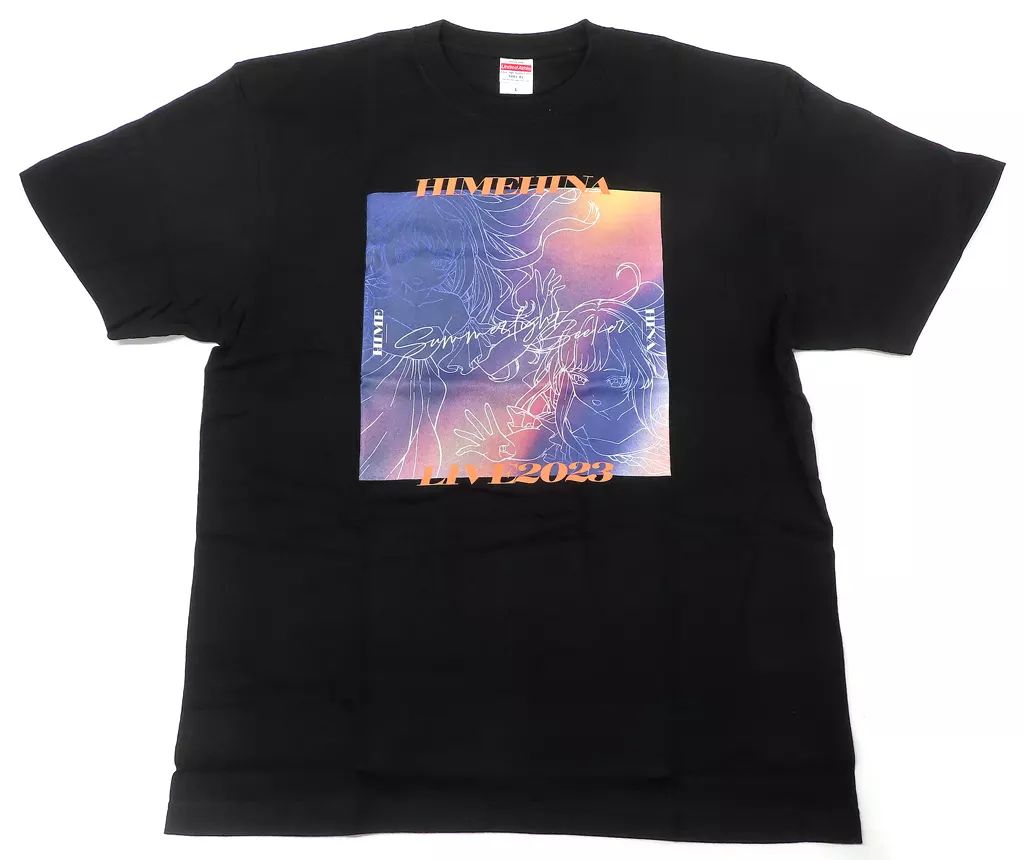 [Used] T-shirt Tanaka Hime & Suzuki Hina T-shirt Black L Size “Virtual YouTuber Himehina LIVE 2023 Lantern Dark Flight, Goes Summer” FC Limited