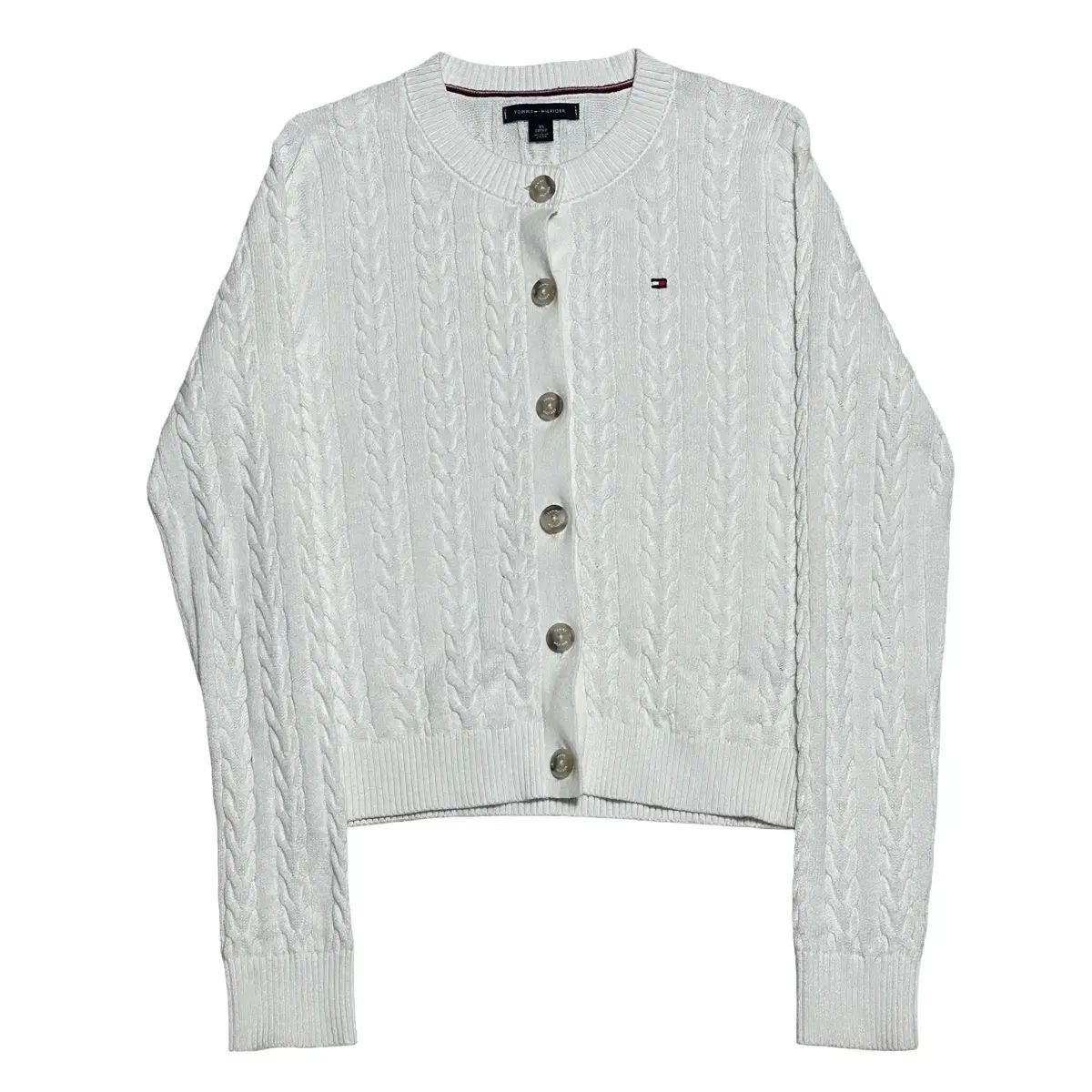 XS Tommy Hilfiger トミーヒルフィガー レディース 白 ケーブル カーディガン