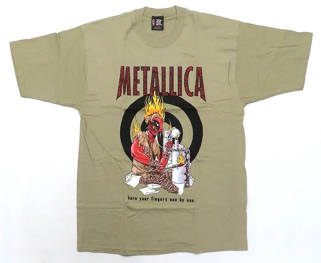 【中古】Tシャツ メタリカ Tシャツ(炎) カーキ Lサイズ 「メタリカ×パスヘッド」