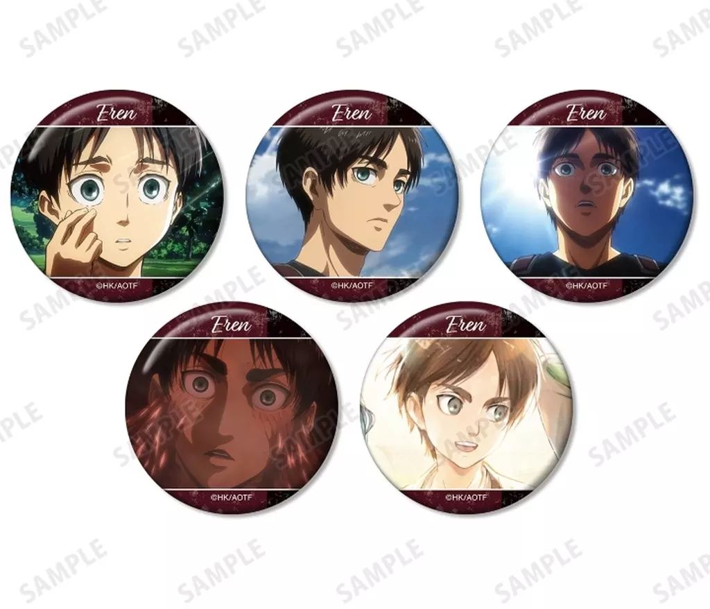 中古】バッジ・ビンズ エレン・イェーガー 場面写缶バッジ5個セット