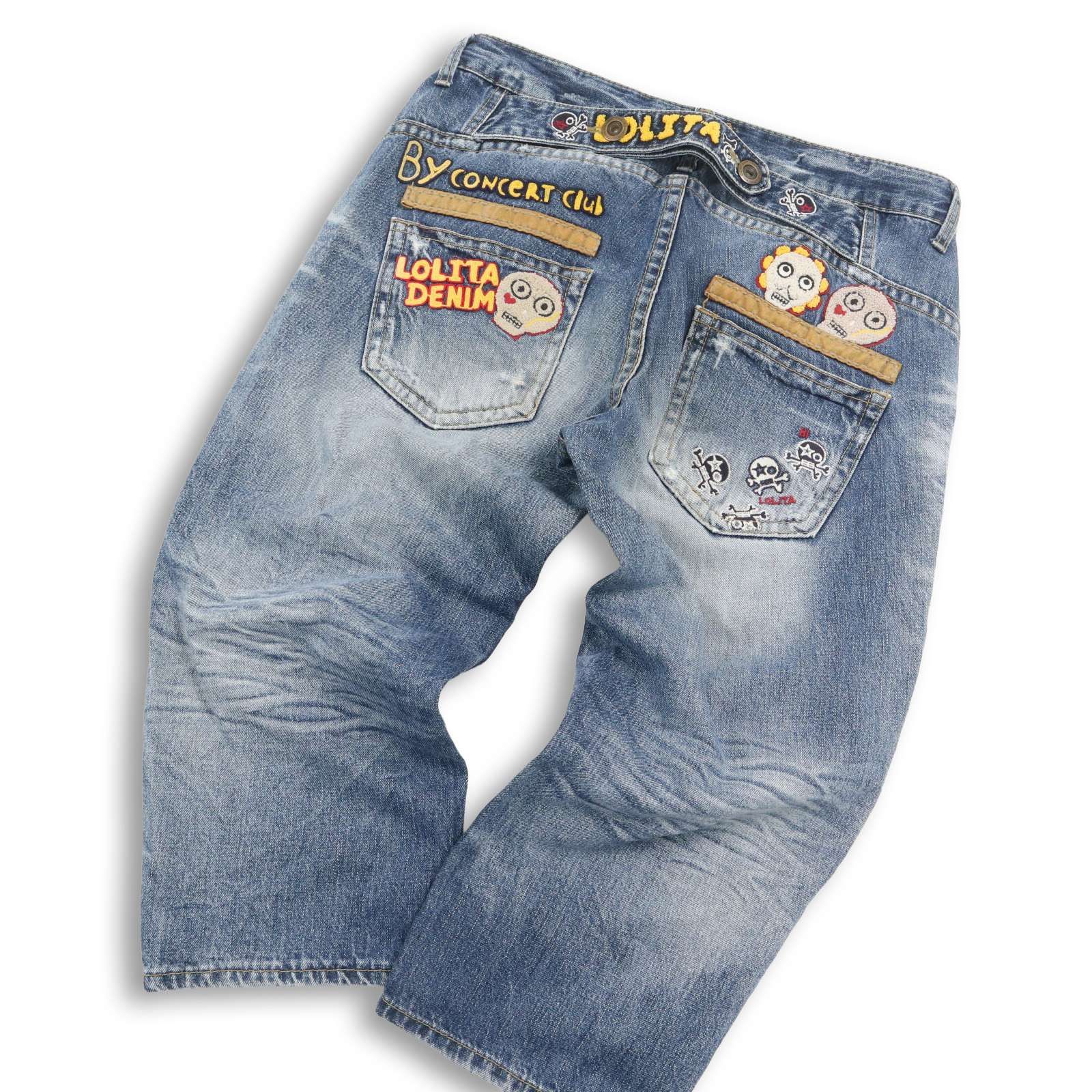 LOLITA JEANS ロリータジーンズ ワッペン スカル クロップド ダメージ