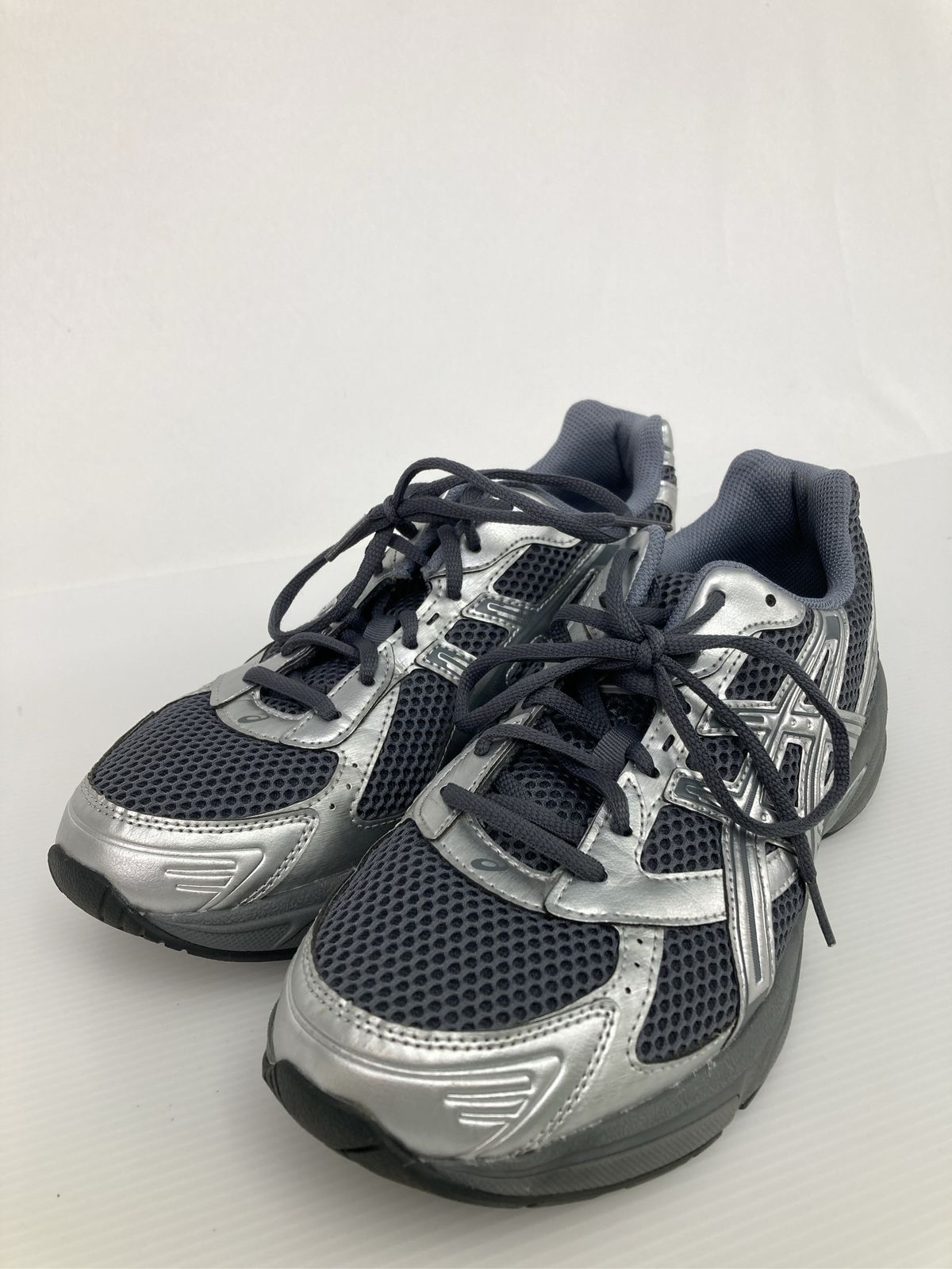 asics アシックス スニーカー 27.0 グレー ナイロン 無地 ブランドロゴ 紐 ローカット メンズ レディース