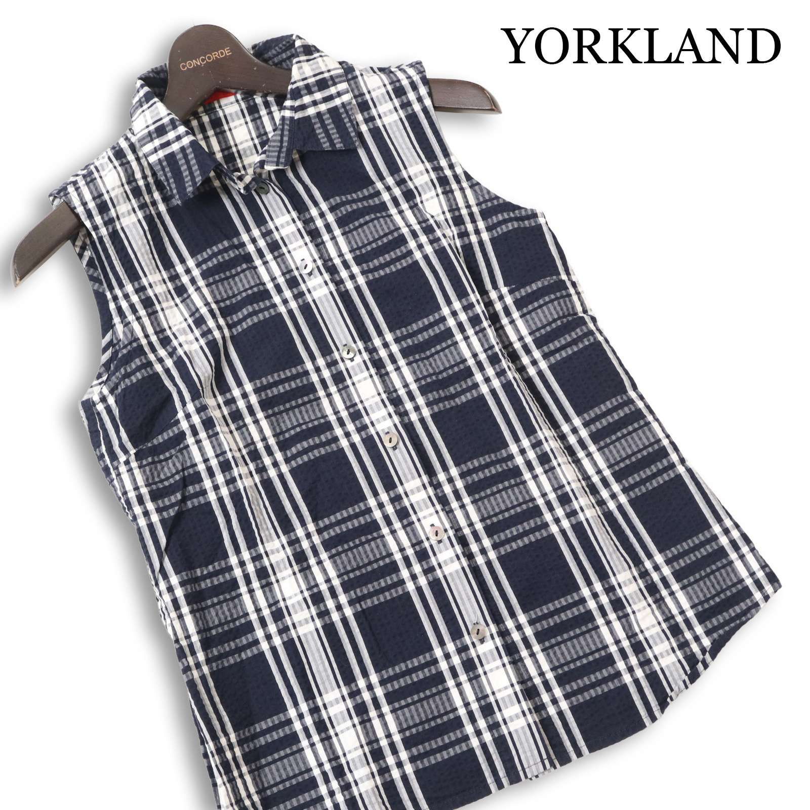 YORKLAND ヨークランド 春夏☆ シアサッカー チェック柄 ノースリーブ 