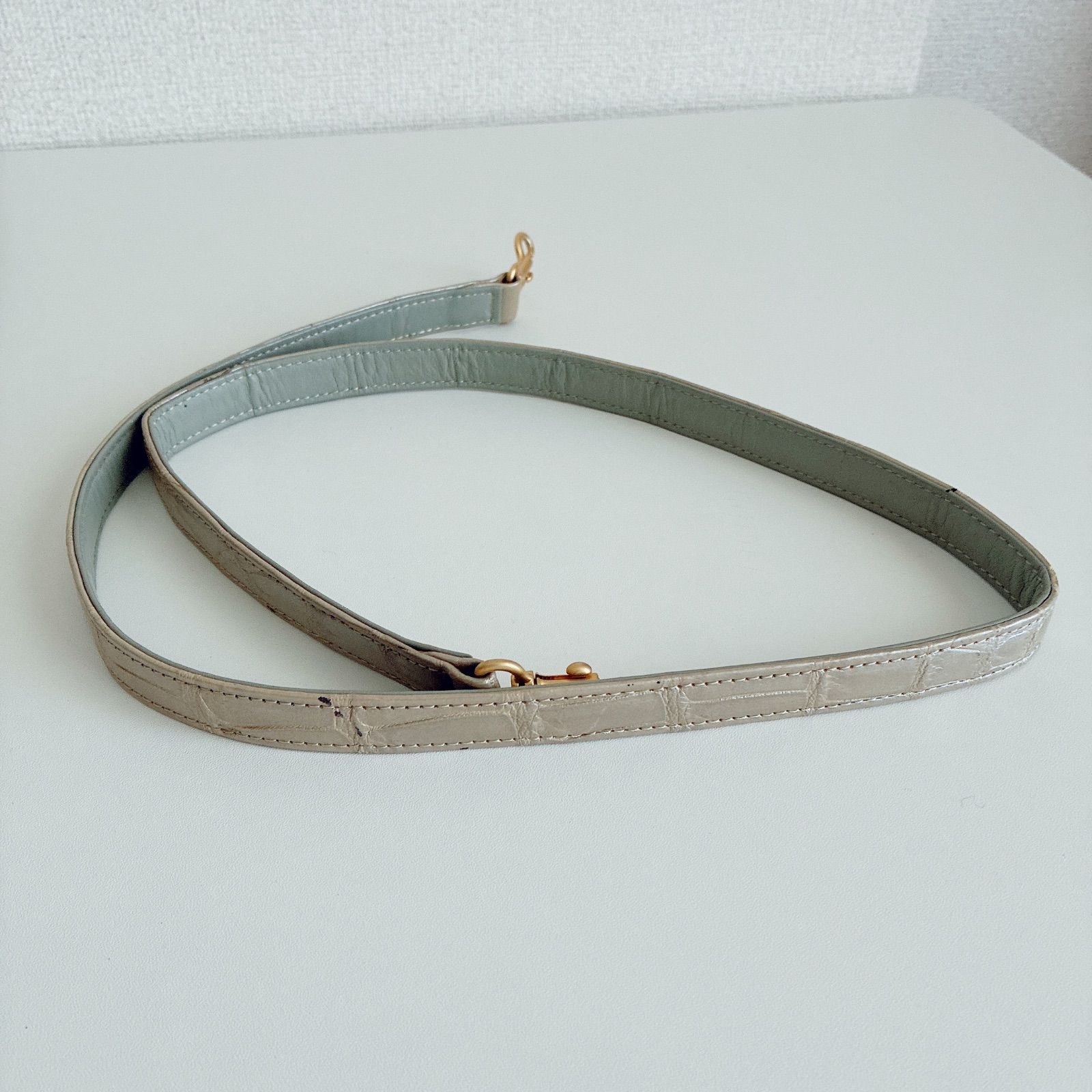JRAチャーム付き✨️ クロコダイル 2way ハンドバッグ 特大 ゴールド 