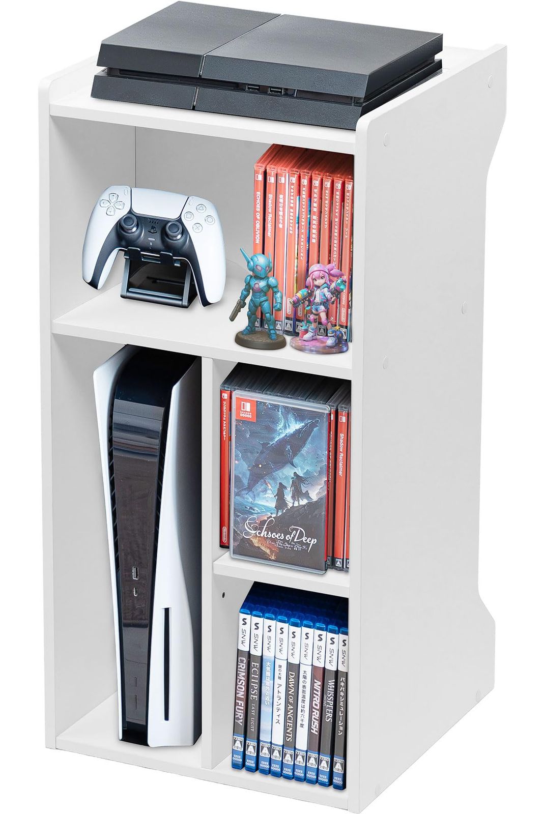 サンワダイレクト ゲーム機収納ラック 幅35×奥行34.5×高さ70cm 配線穴 PS5対応 収納ラック サイドワゴン ゲーム ホワイト 100-CUBEG12Was 3771ac97