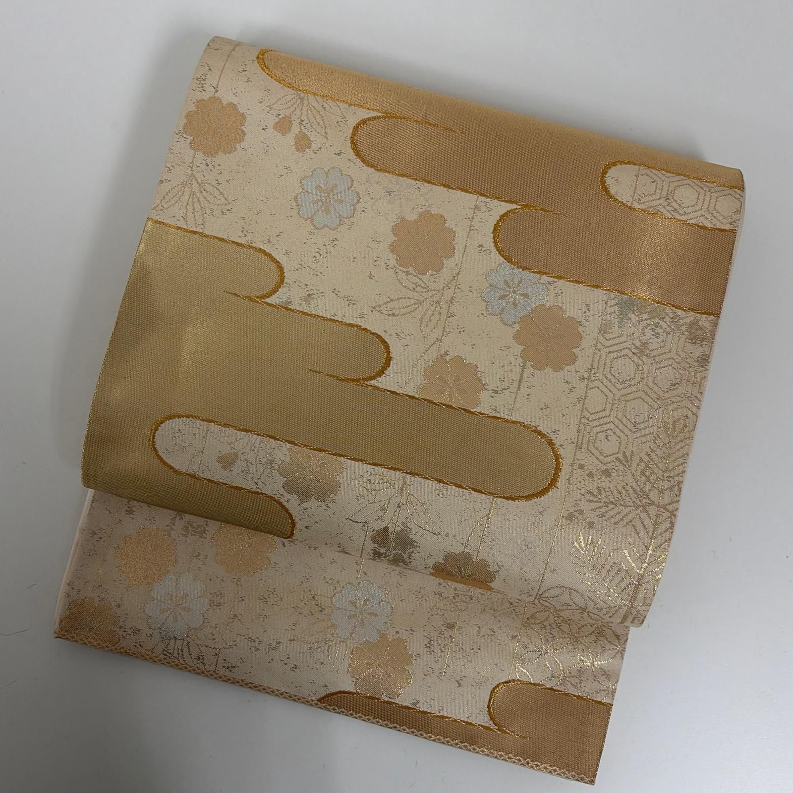 袋帯 ヱ霞 引箔 本金糸 織り出し 正絹 着物 MA-7960