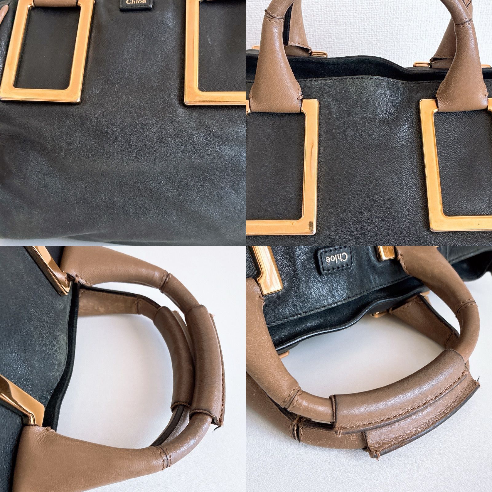 ✨良品✨Chloe クロエ ベルト ゴールド金具 レザー イタリア製 保存袋付き Chloe クロエ エテル ハンドバッグ 2way ブラック ゴールド金具 レザー