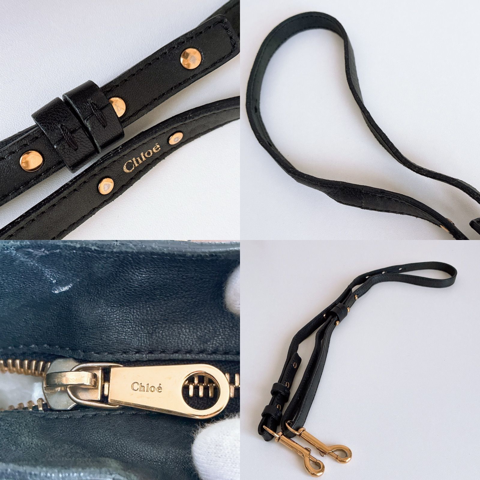 Chloe クロエ エテル ハンドバッグ 2way ブラック ゴールド金具 レザー