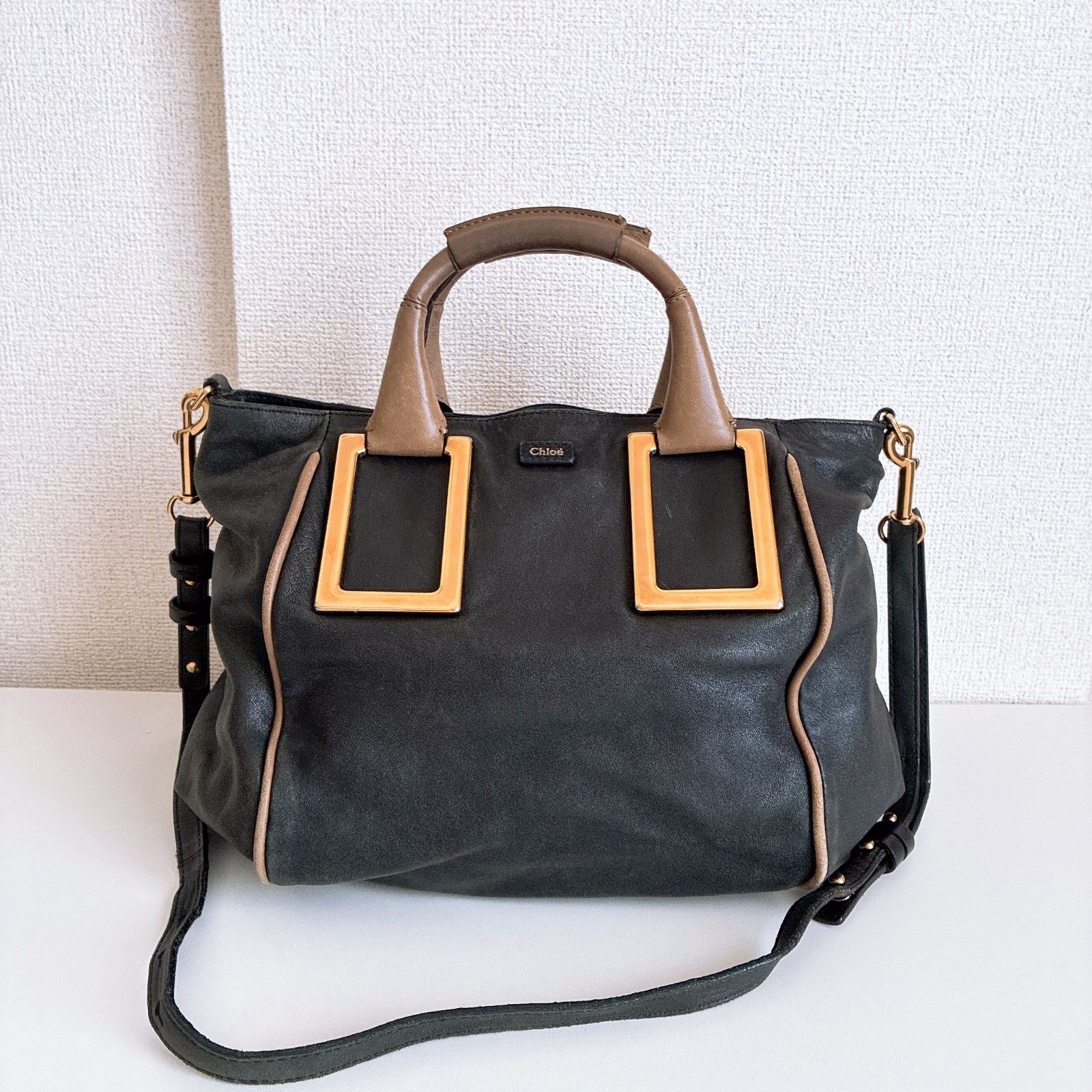 Chloe クロエ エテル ハンドバッグ 2way ブラック ゴールド金具 レザー
