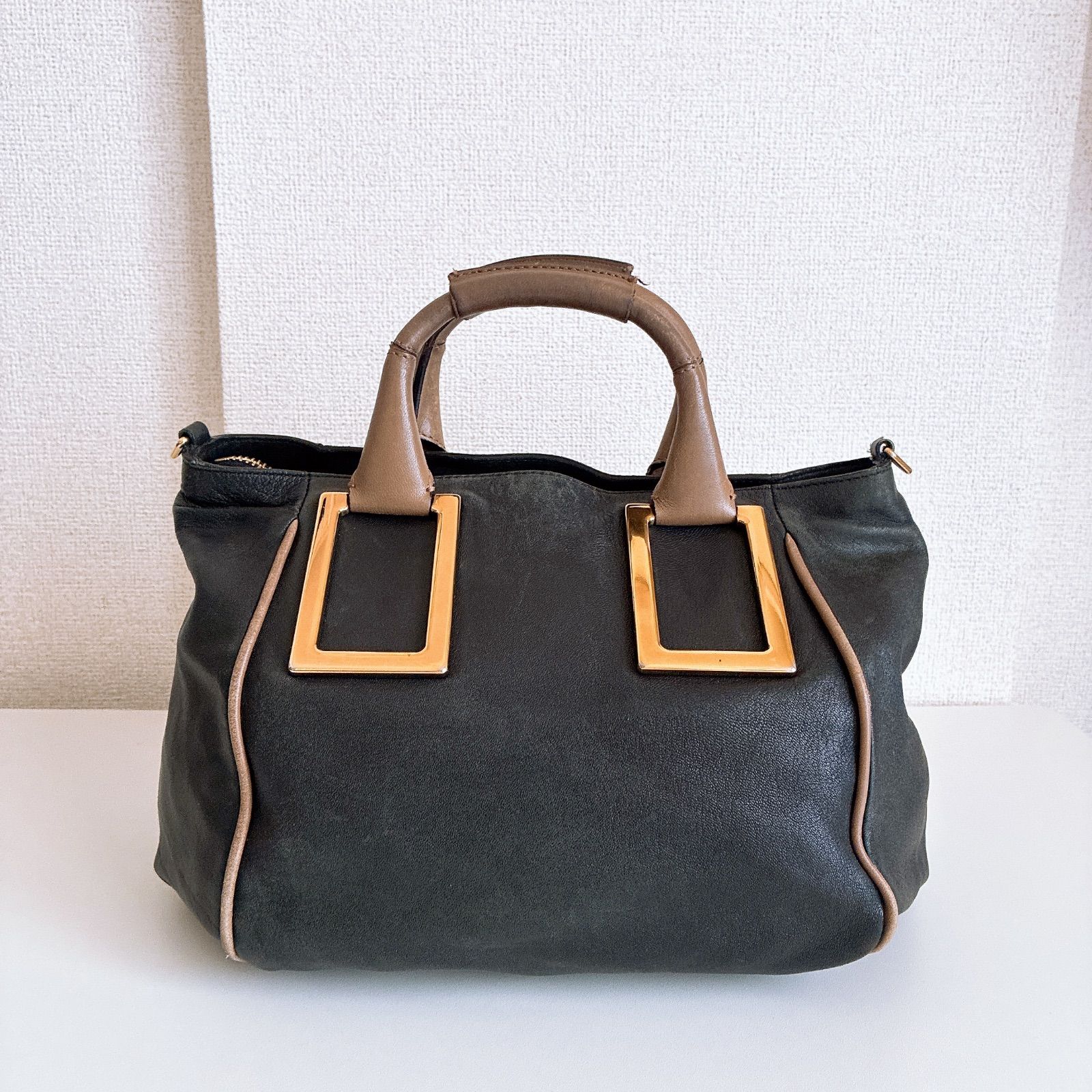 【美品】クロエ　エテル2wayバッグ　レザー Chloe クロエ エテル ハンドバッグ 2way ブラック ゴールド金具 レザー