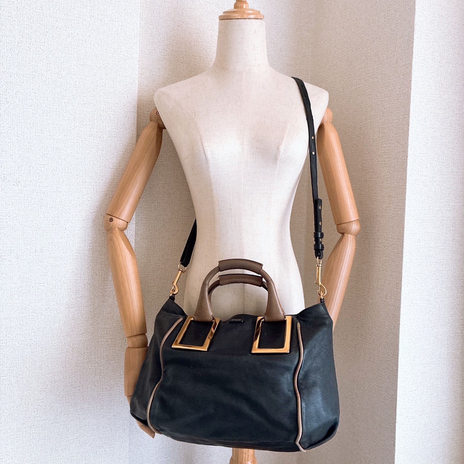Chloe クロエ エテル ハンドバッグ 2way ブラック ゴールド金具 レザー