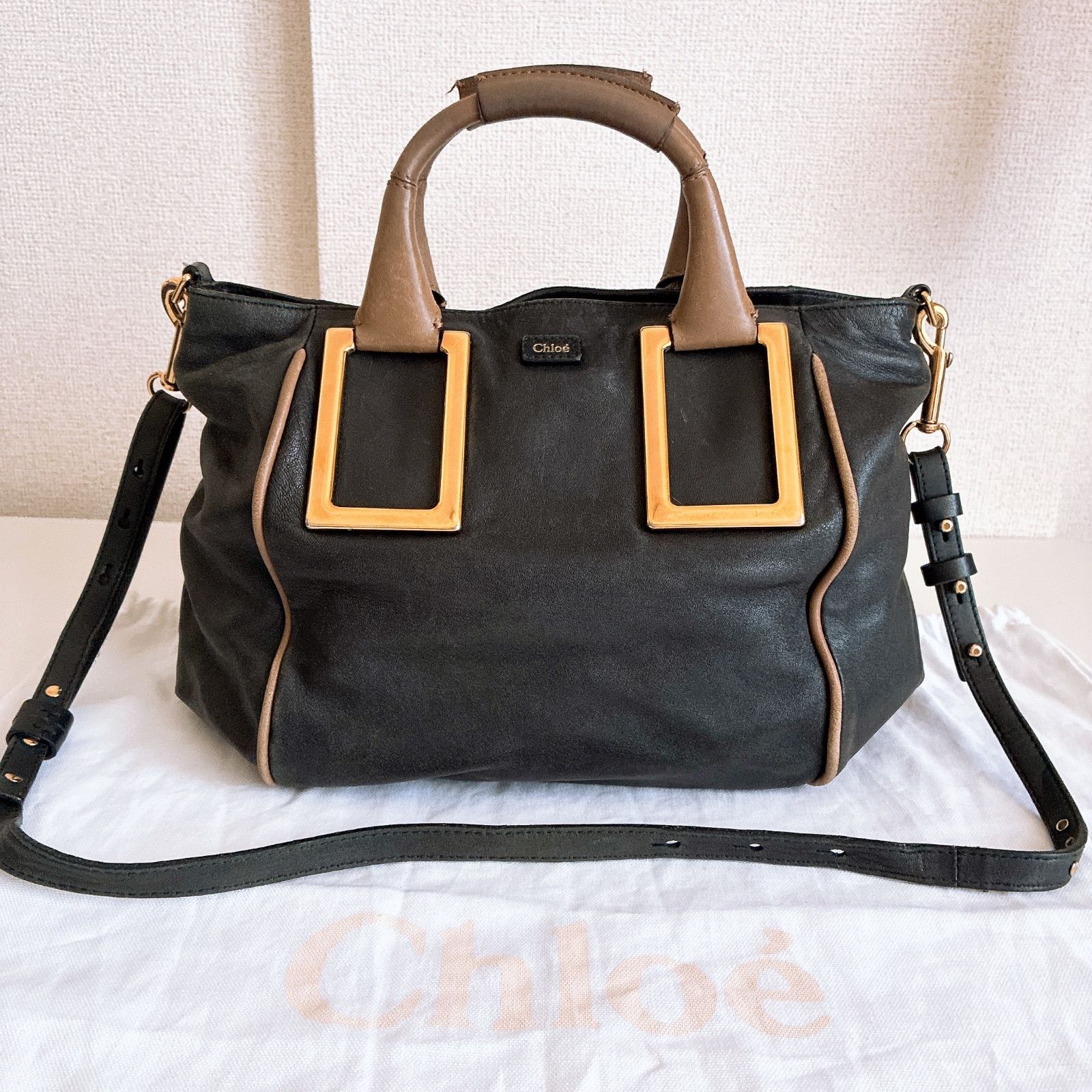 Chloe クロエ エテル ハンドバッグ 2way ブラック ゴールド金具 レザー