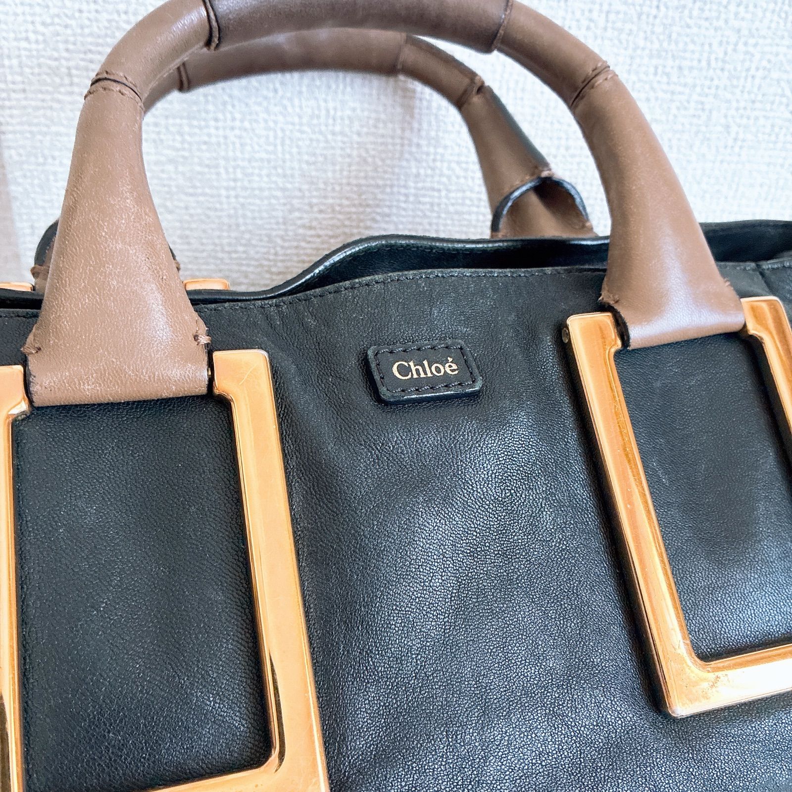 Chloe クロエ エテル ハンドバッグ 2way ブラック ゴールド金具 レザー