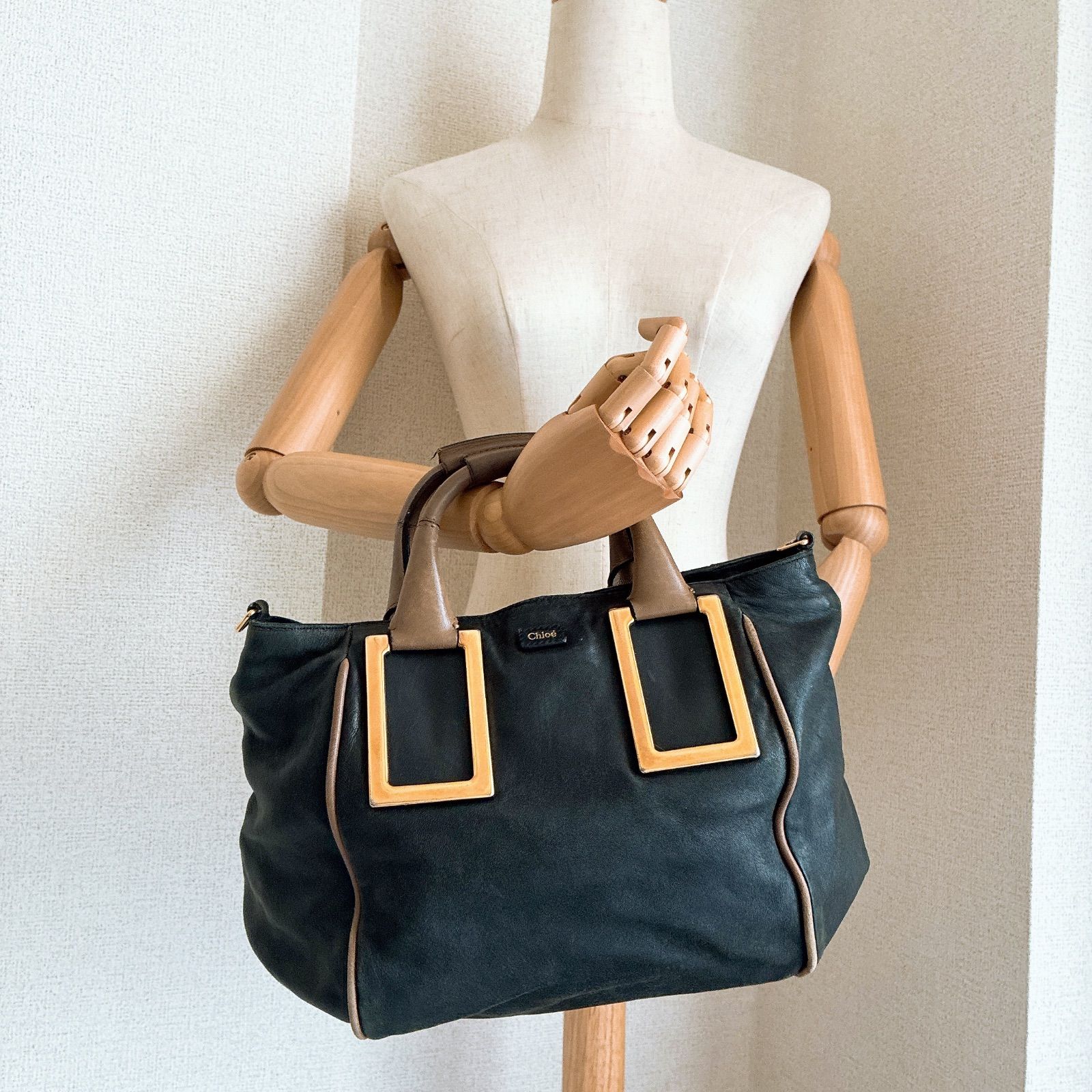 Chloe クロエ エテル ハンドバッグ 2way ブラック ゴールド金具 レザー