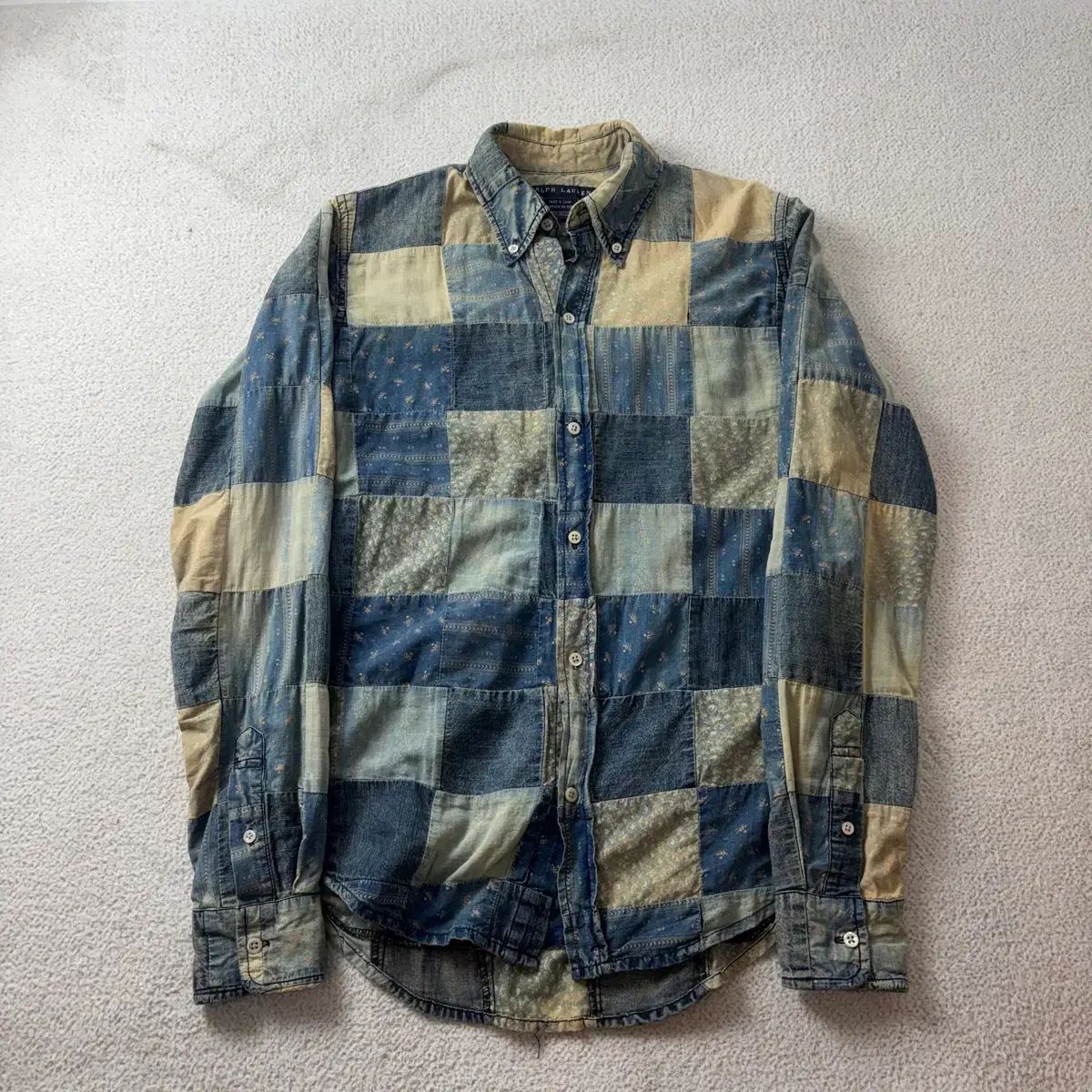 W 95 POLO RALPH LAUREN パッチワーク コットンシャツ