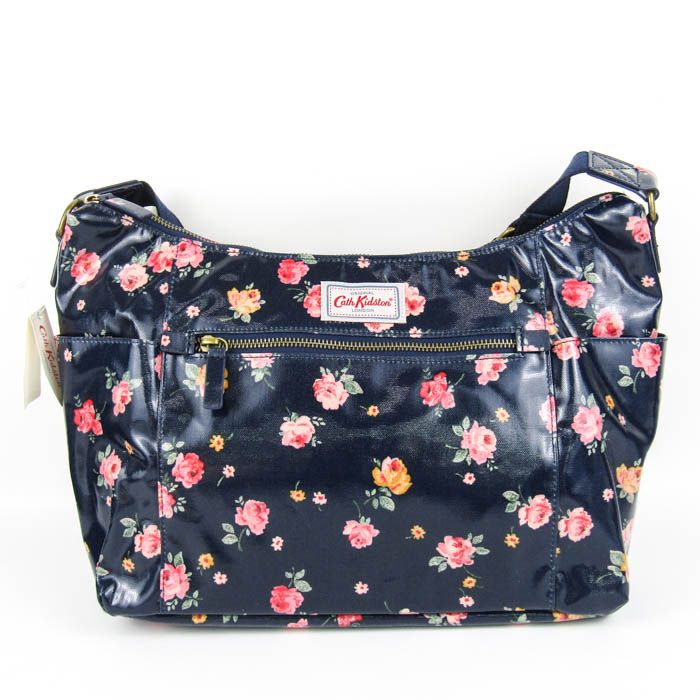 キャスキッドソン ショルダーバッグ 未使用 花柄 ローズ オイルクロス 斜め掛け 鞄 レディース ネイビー Cath Kidston