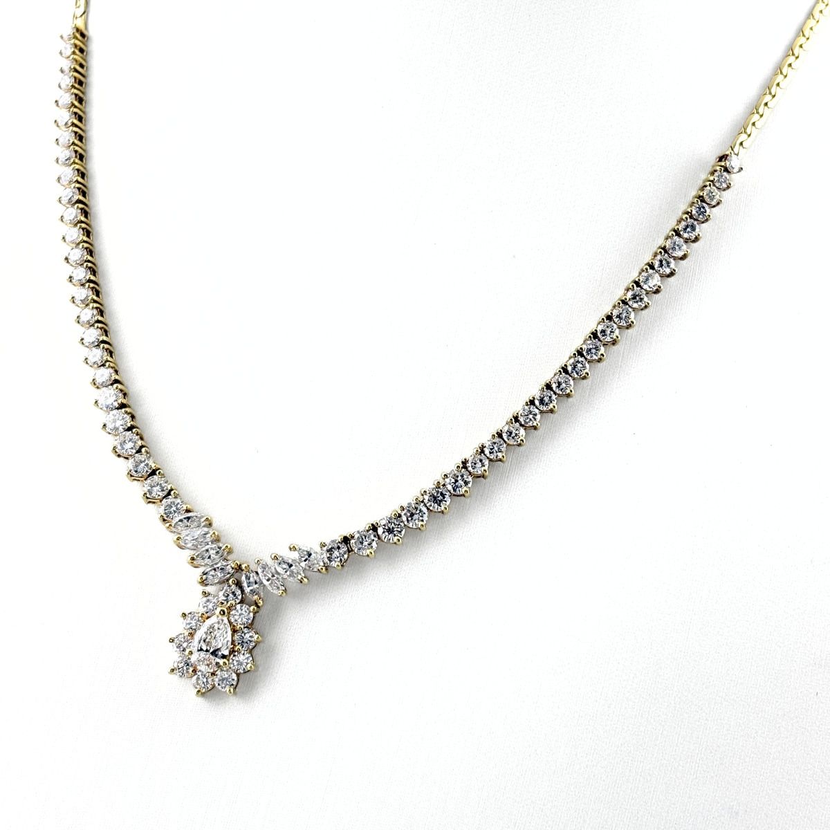 メレダイヤ デザインネックレス YG イエローゴールド シルバー ペンダント ネックレス K18 SV ダイヤモンド レディース 【中古】