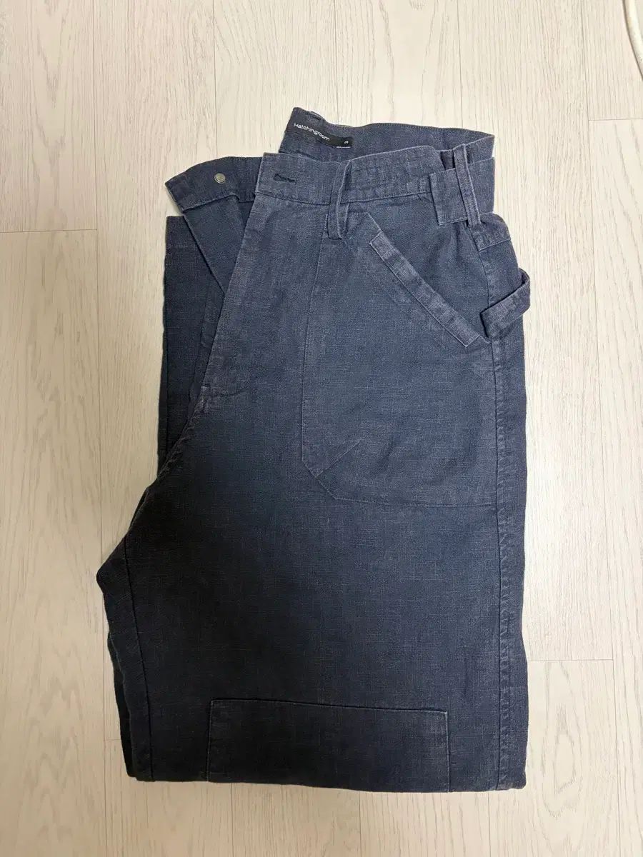 Hatchingroom ヴィンテージ リネン パンツ ネイビー