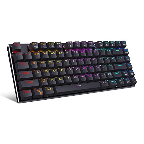 e元素ゲーミングキーボード 81キーアンチゴーストキー メカニカル式 RGB発光LEDバックライト付き USB有線高速反応 防水 ゲーム用 パソコン (赤軸，ブラック)e c890d1c0