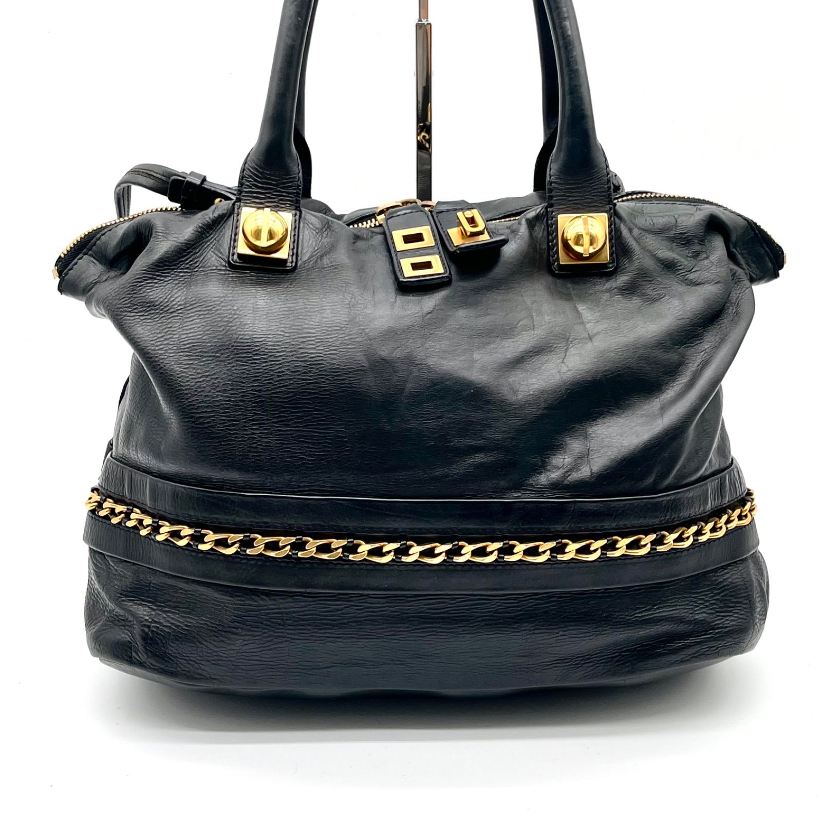Auth Chloe Y2K Kira 2way Leather Tote Bag Shoulder Bag Black Auth Chloe Y2K Kira 2way Leather Tote Bag Shoulder Bag Black