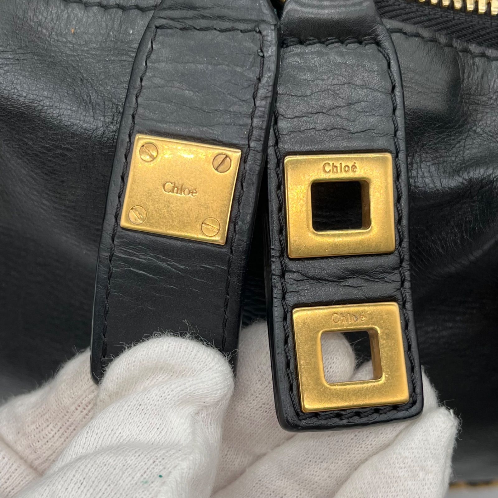 Auth Chloe Y2K Kira 2way Leather Tote Bag Shoulder Bag Black Auth Chloe Y2K Kira 2way Leather Tote Bag Shoulder Bag Black